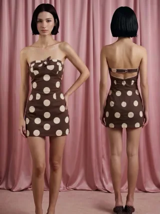 Photo 1 of Váy mini strapless chấm bi Ladyqueen