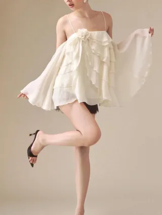 Ảnh 4 của Áo voan trắng trễ vai Enka size S