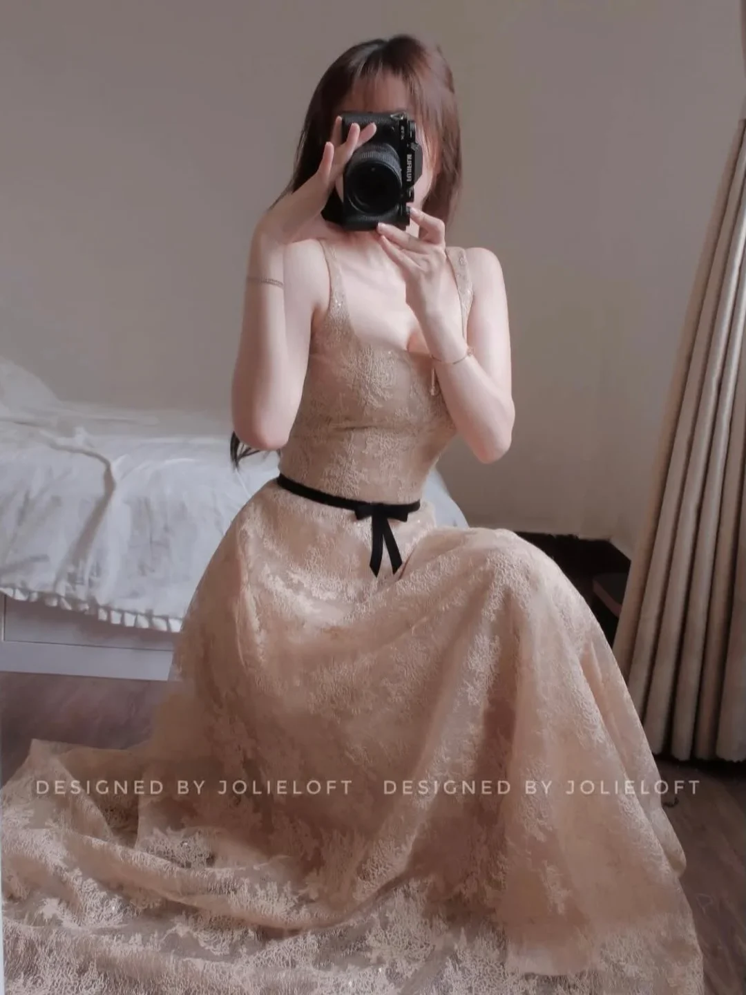 Ảnh 2 của Váy ren maxi nữ cổ vuông Jolie.loft