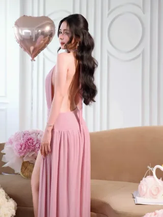 Photo 1 of Váy maxi hở lưng hồng Iamcoco nữ