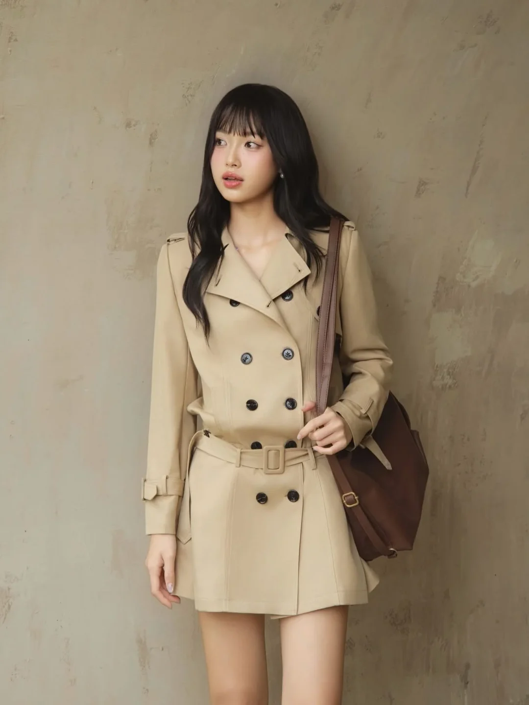Photo 1 of Áo Trench Coat Nữ Beige ARA Dáng Ngắn