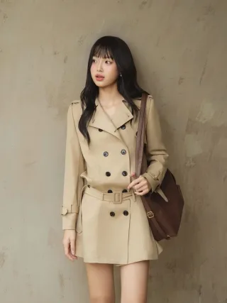 Photo 1 of Áo Trench Coat Nữ Beige ARA Dáng Ngắn