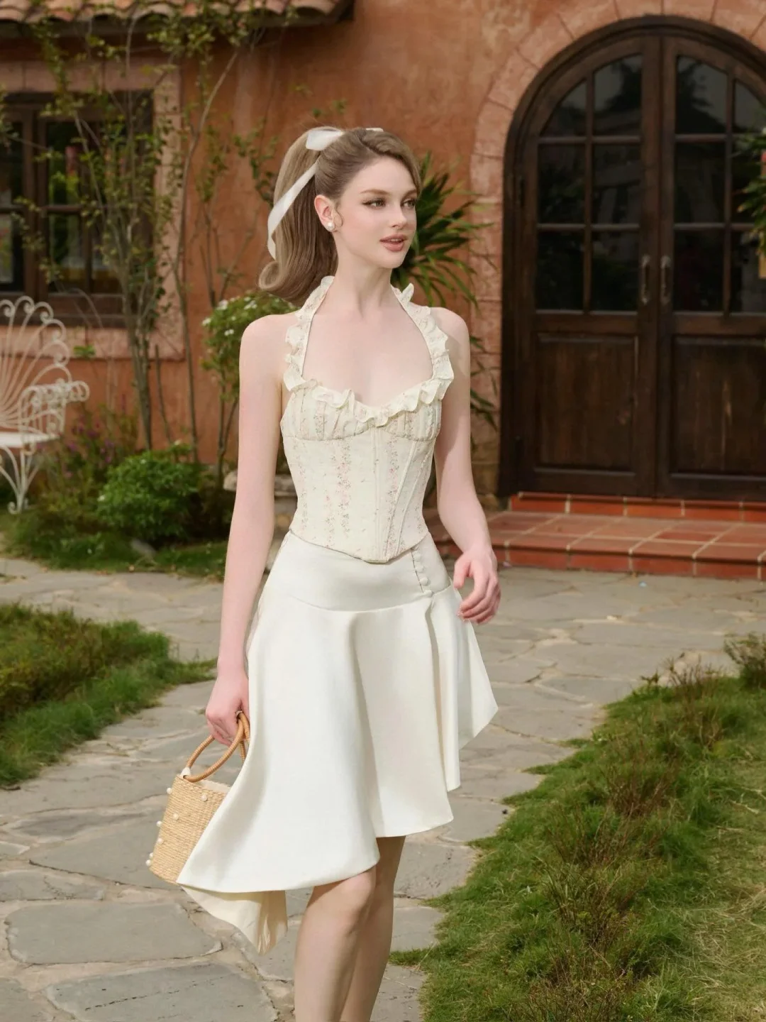 Ảnh 1 của Set áo corset chân váy trắng Amelie