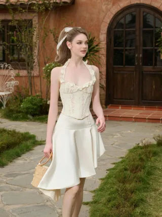 Ảnh 1 của Set áo corset chân váy trắng Amelie