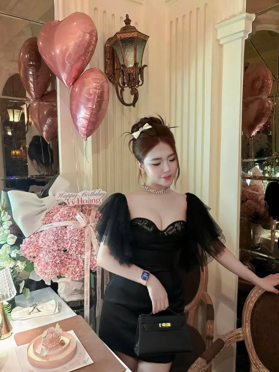 Ảnh 8 của Đầm ngắn satin đen OIA STUDIOS