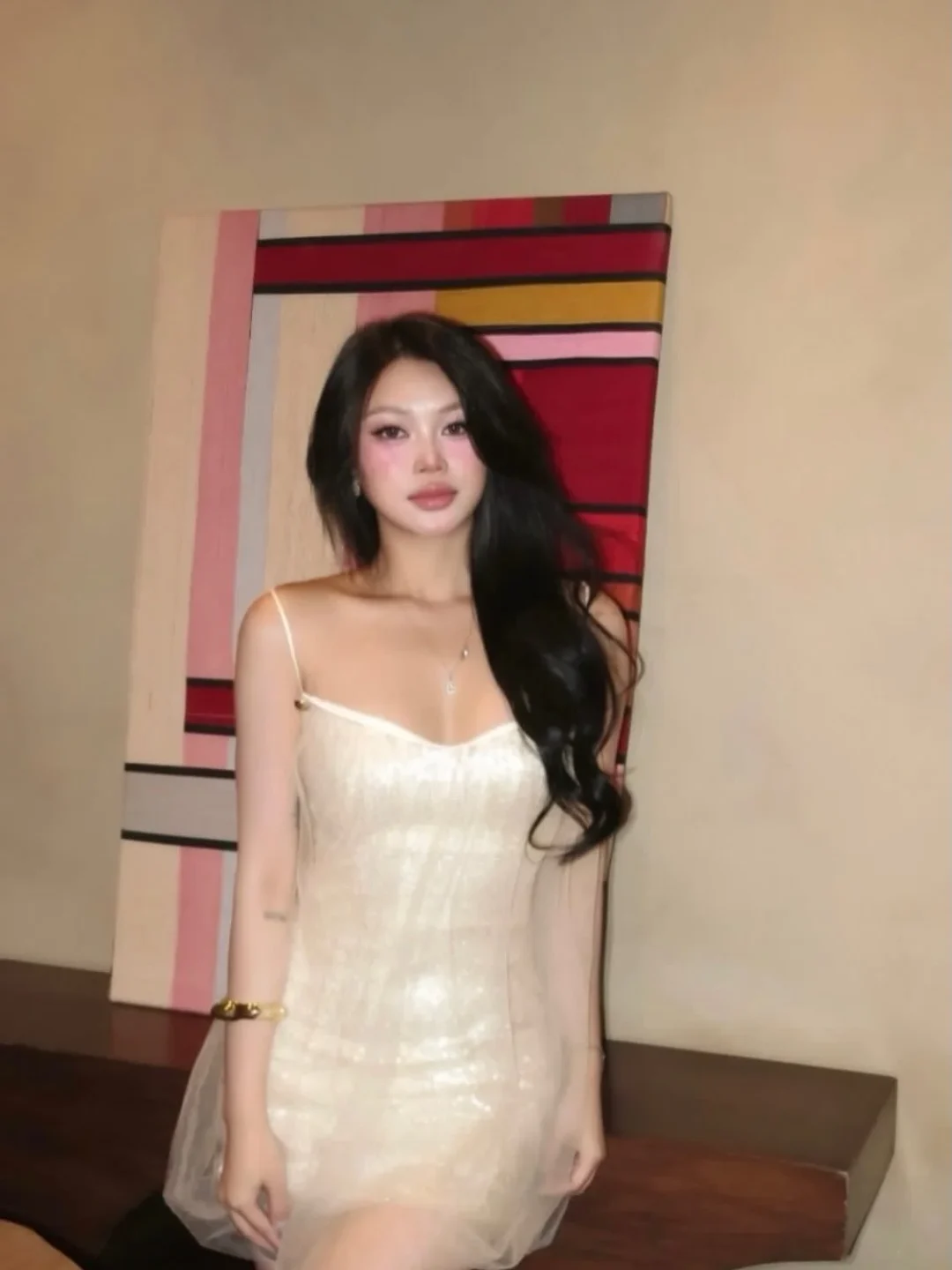 Ảnh 5 của Đầm kim sa hai dây be Amelie