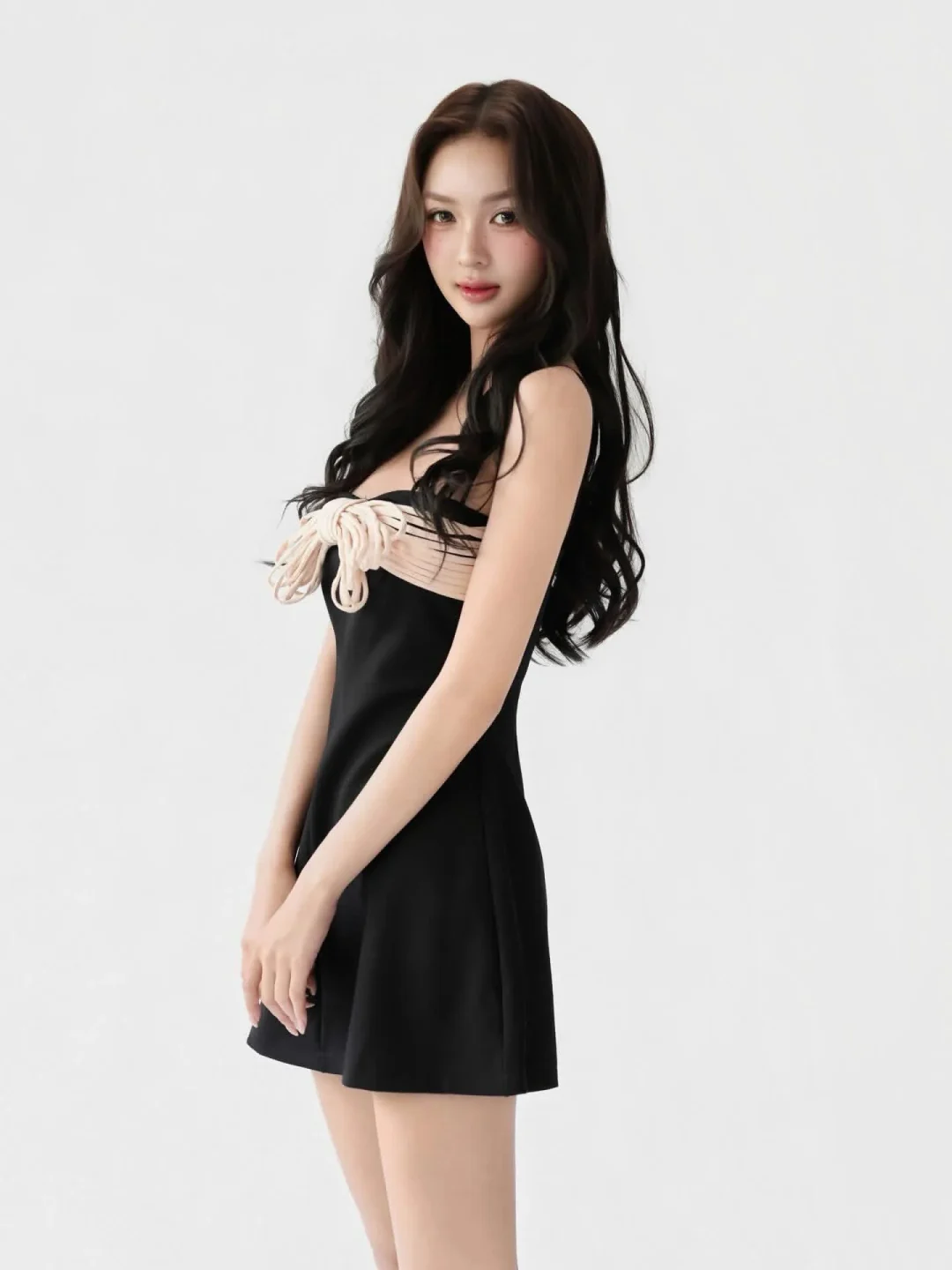 Ảnh 1 của Váy mini đen buộc dây Aguja Studio