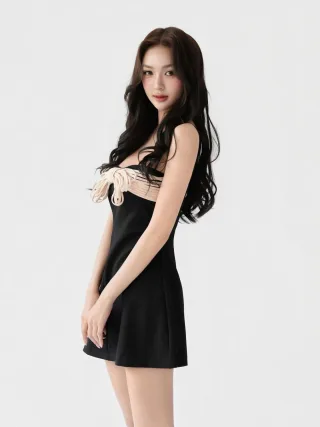 Ảnh 1 của Váy mini đen buộc dây Aguja Studio