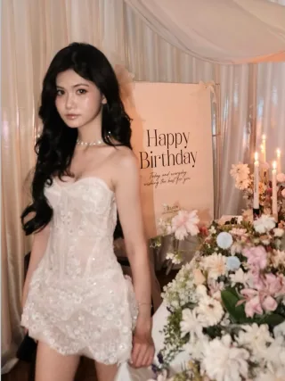 Ảnh 3 của Đầm corset trắng sequin NINISESI nữ