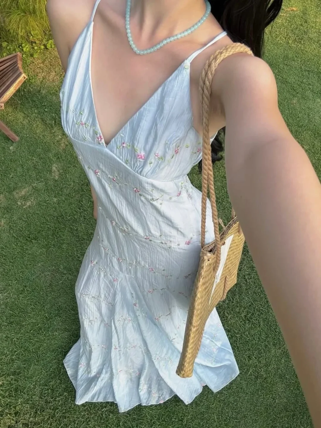 Ảnh 7 của Váy maxi vintage xanh nhạt size S