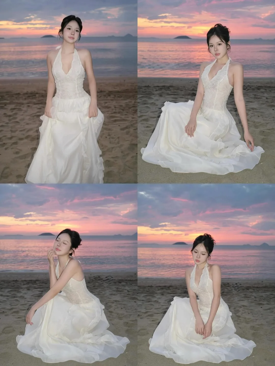 Photo 2 of Đầm maxi ren cổ yếm trắng kem Amelie