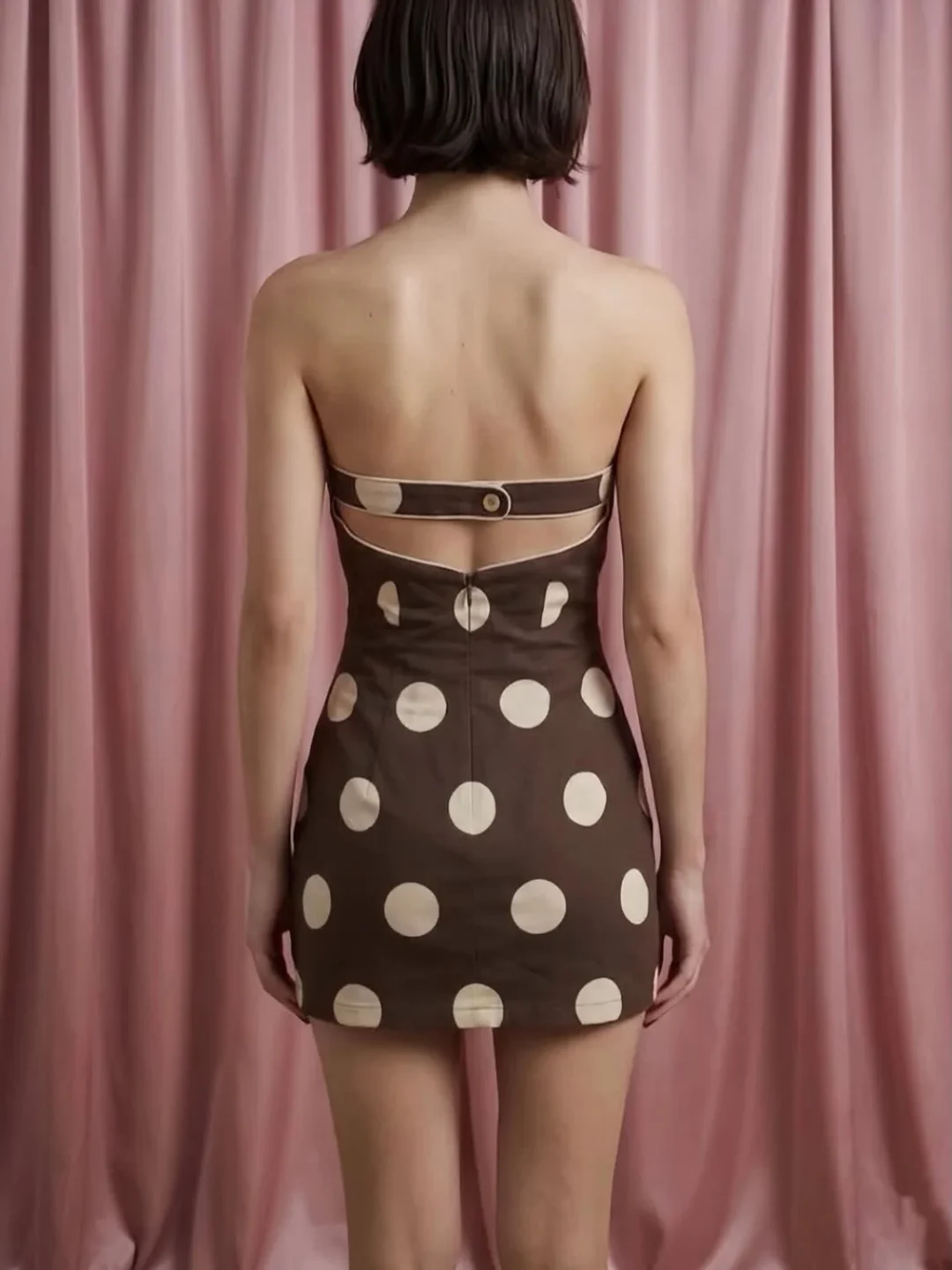 Photo 7 of Váy mini strapless chấm bi Ladyqueen