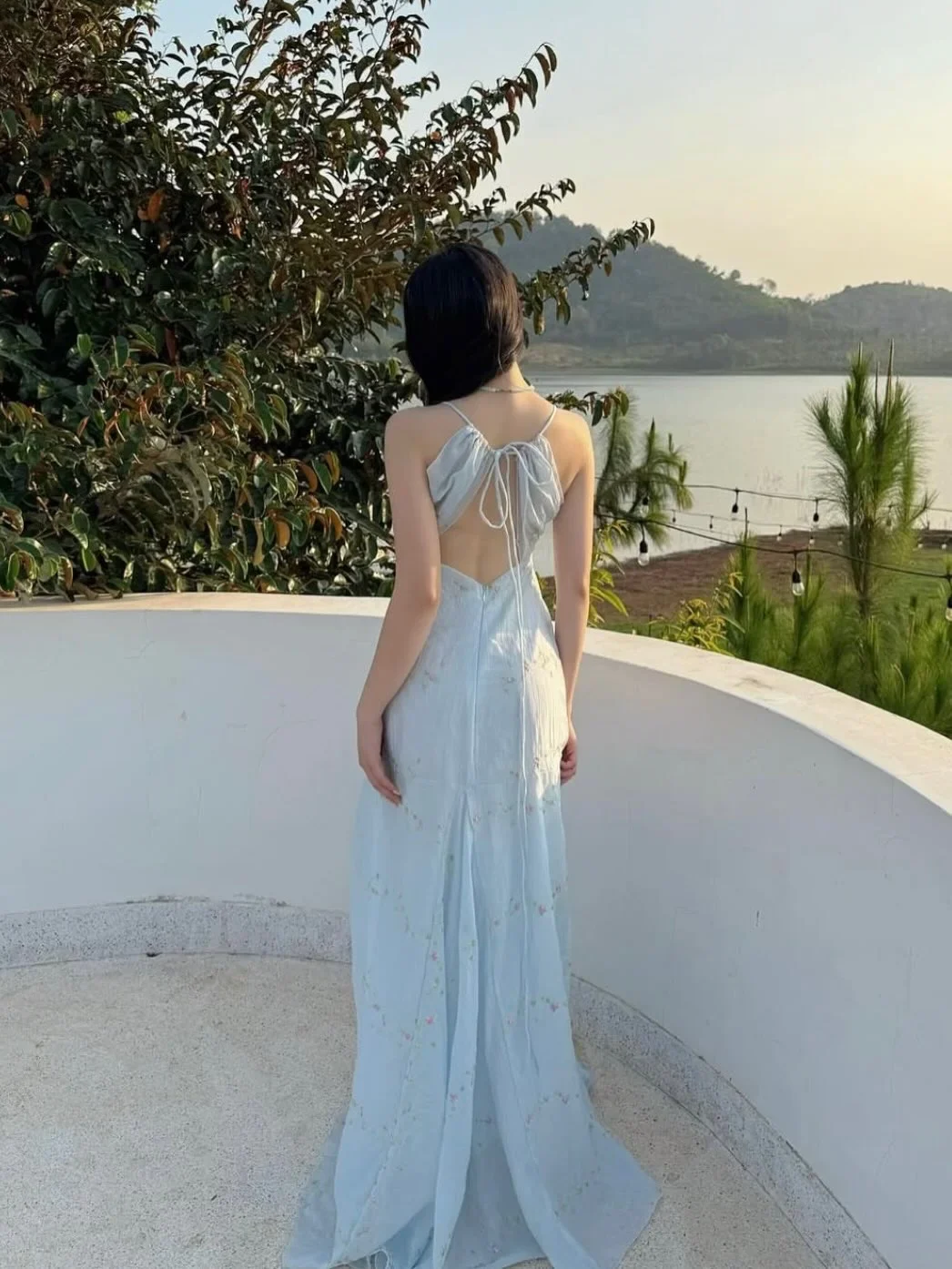 Ảnh 6 của Váy maxi vintage xanh nhạt size S