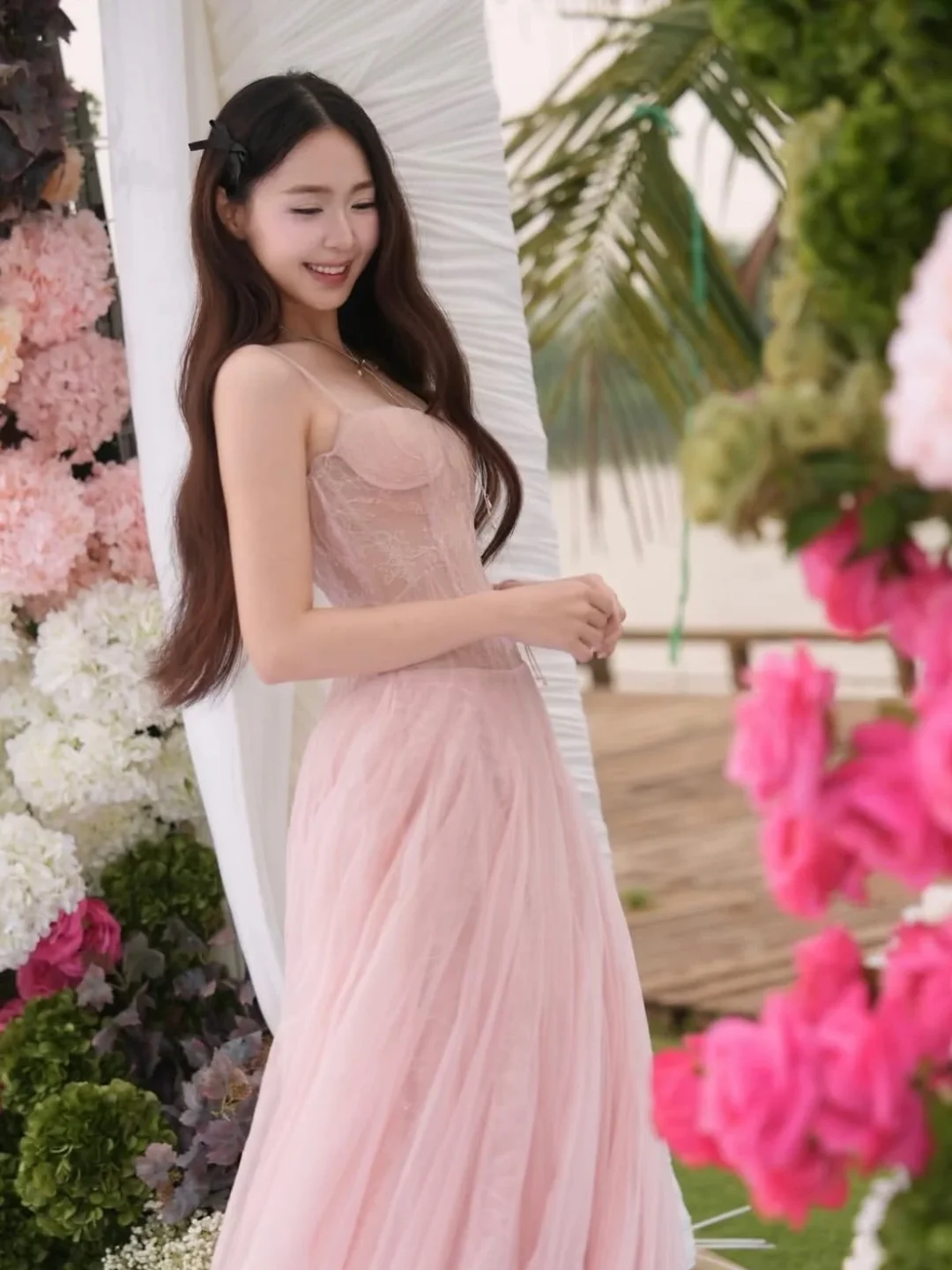 Ảnh 2 của Váy tiệc voan hồng pastel Ononmade
