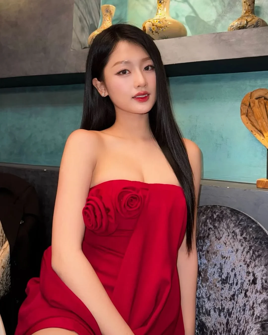 Photo 2 of Đầm mini strapless đỏ XIPI size S