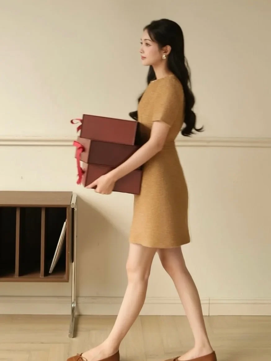 Ảnh 4 của Đầm tweed vàng gold ngắn tay Seo Studio