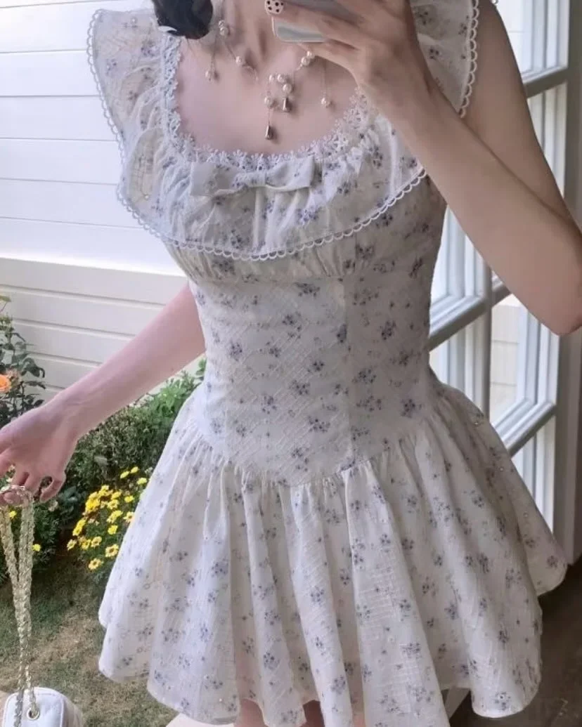 Ảnh 5 của Váy babydoll hoa ren vintage nữ