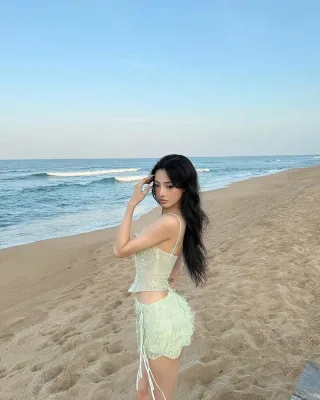 Photo 3 of Set đồ ren hai dây nữ xanh mint KHA