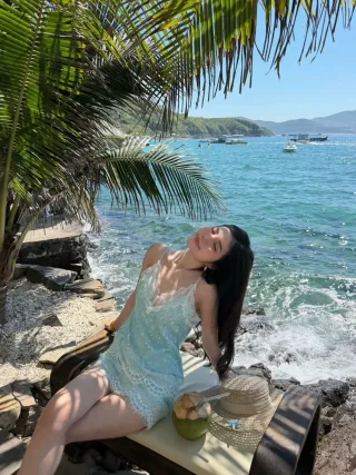 Photo 2 of Set sequin ren xanh nhạt Simoi nữ