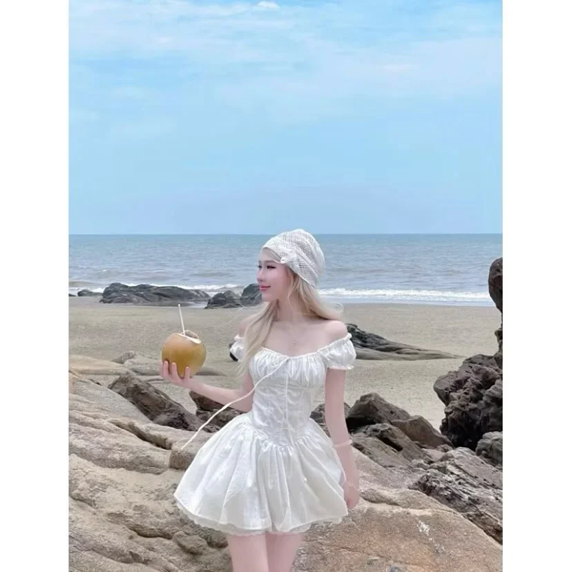 Photo 5 of Váy corset trắng ngắn nữ phong cách công chúa