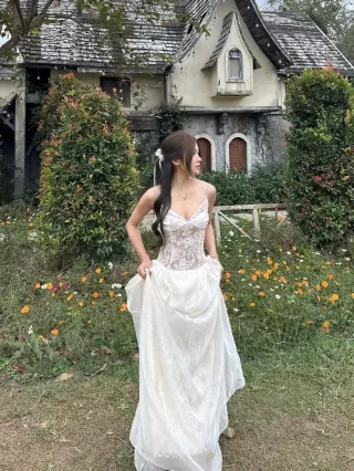 Ảnh 1 của Váy cưới ren trắng nữ size S L