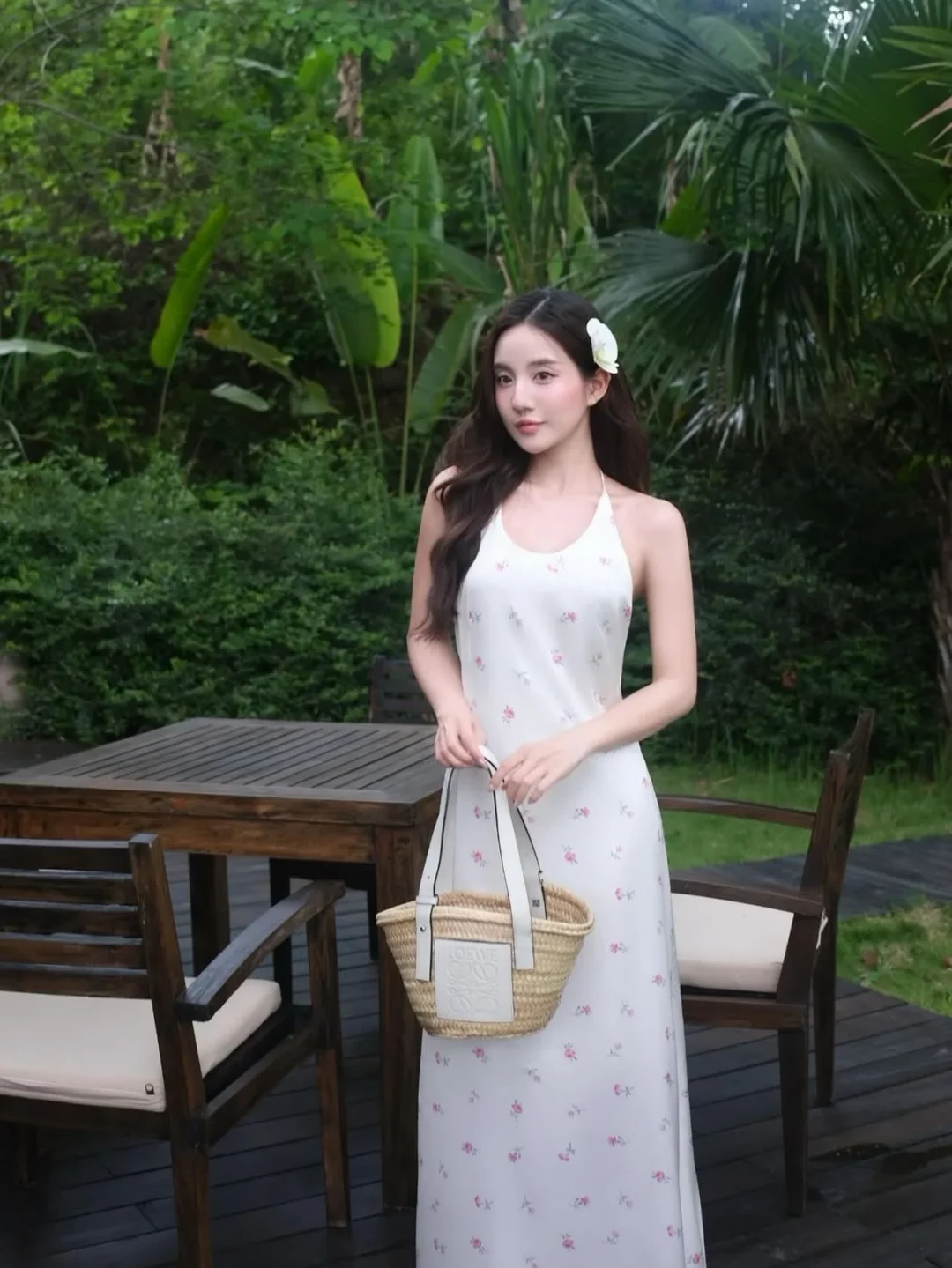 Ảnh 5 của Váy maxi lụa hoa nhí hai dây nữ