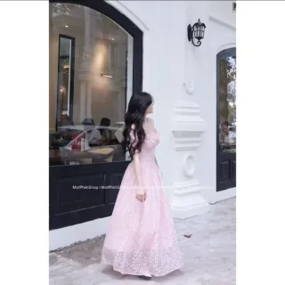 Ảnh 1 của Váy dạ hội ren hồng nhạt size S