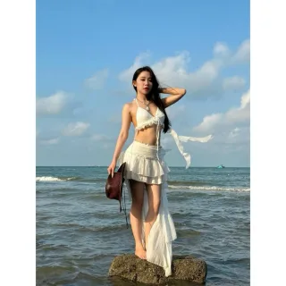 Ảnh 1 của Set đồ trắng freesize ren nữ