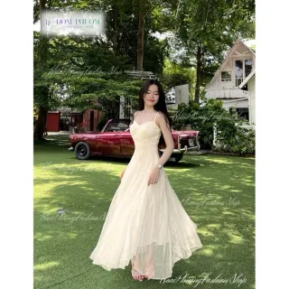 Ảnh 2 của Váy tiệc voan pastel ren kem nhạt nữ