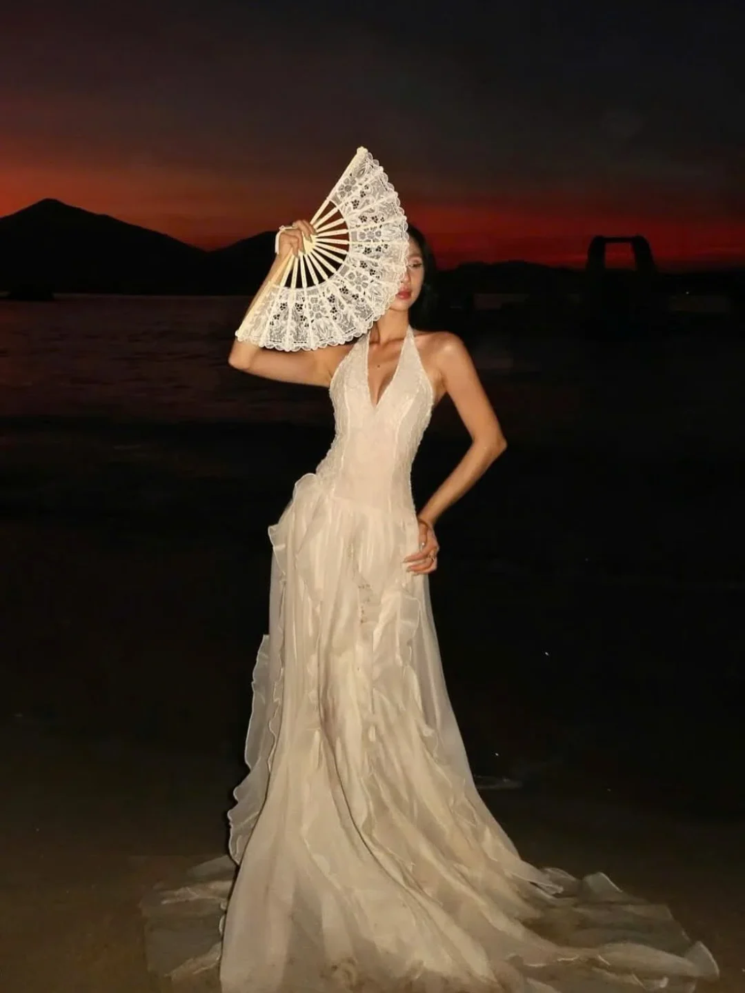 Photo 6 of Đầm maxi ren trắng Amelie size S