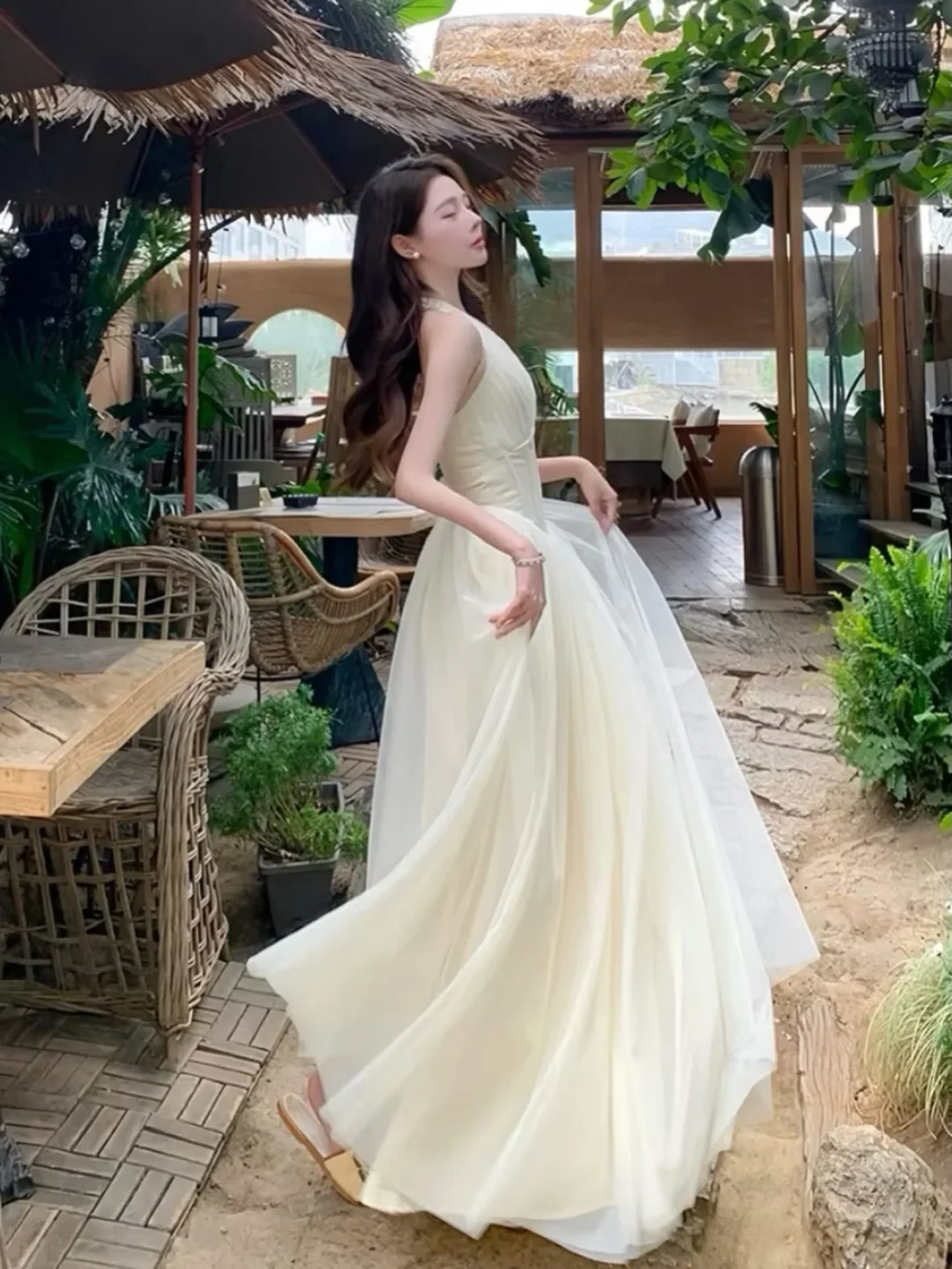 Ảnh 3 của Váy dạ hội voan trắng kem size S/M