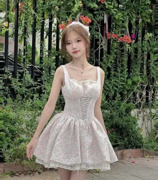 Ảnh 3 của Váy hoa nhí corset trắng nữ tính