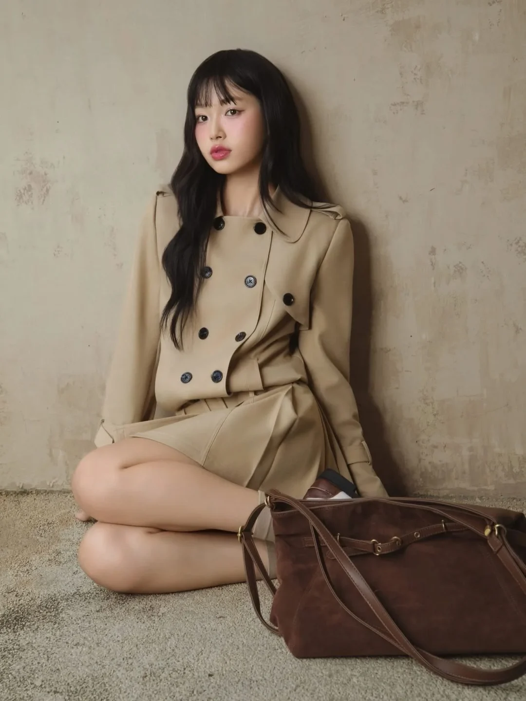 Photo 6 of Áo Trench Coat Nữ Beige ARA Dáng Ngắn