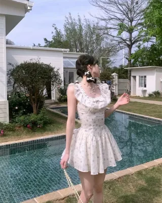 Ảnh 4 của Váy babydoll hoa ren vintage nữ