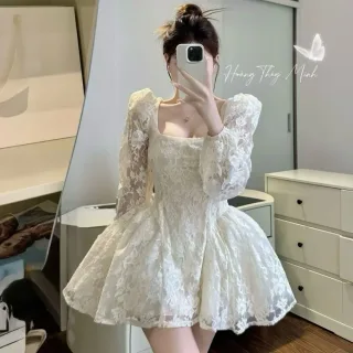 Ảnh 1 của Váy ren trắng tay phồng nữ