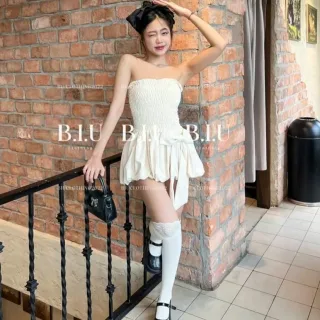 Ảnh 3 của Set áo quây chân váy nơ kem nữ