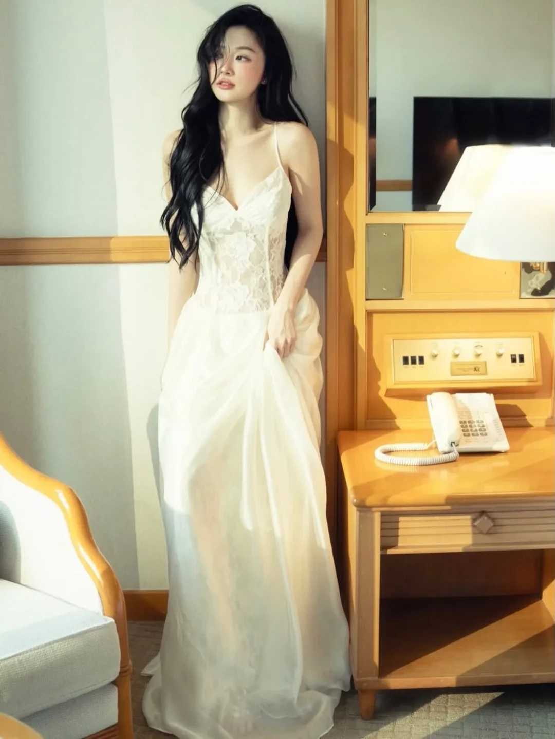 Ảnh 1 của Váy maxi ren trắng Amelie nữ tính