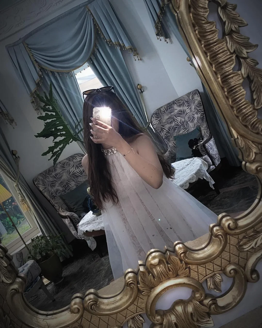 Photo 2 of Váy tiệc voan hồng nhạt nữ