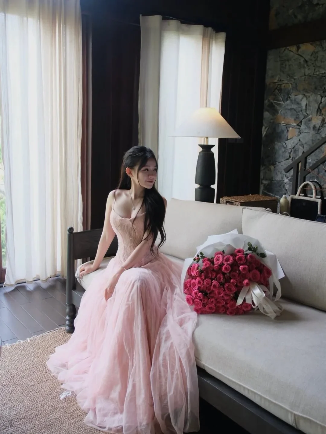 Photo 1 of Váy dạ hội voan hồng pastel Ononmade