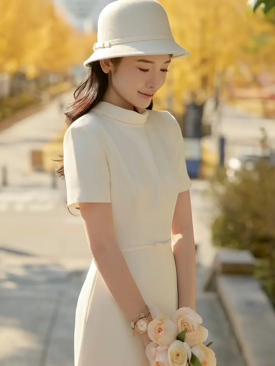 Photo 7 of Set áo chân váy trắng kem Joie Des Roses
