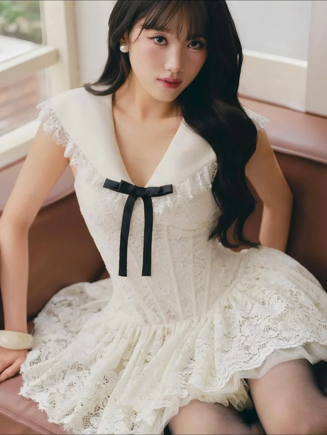 Photo 6 of Váy ren trắng peplum Darling.ism size S