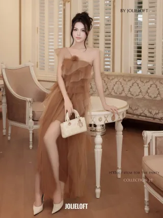 Ảnh 4 của Váy tulle nâu nhiều tầng nữ sang trọng