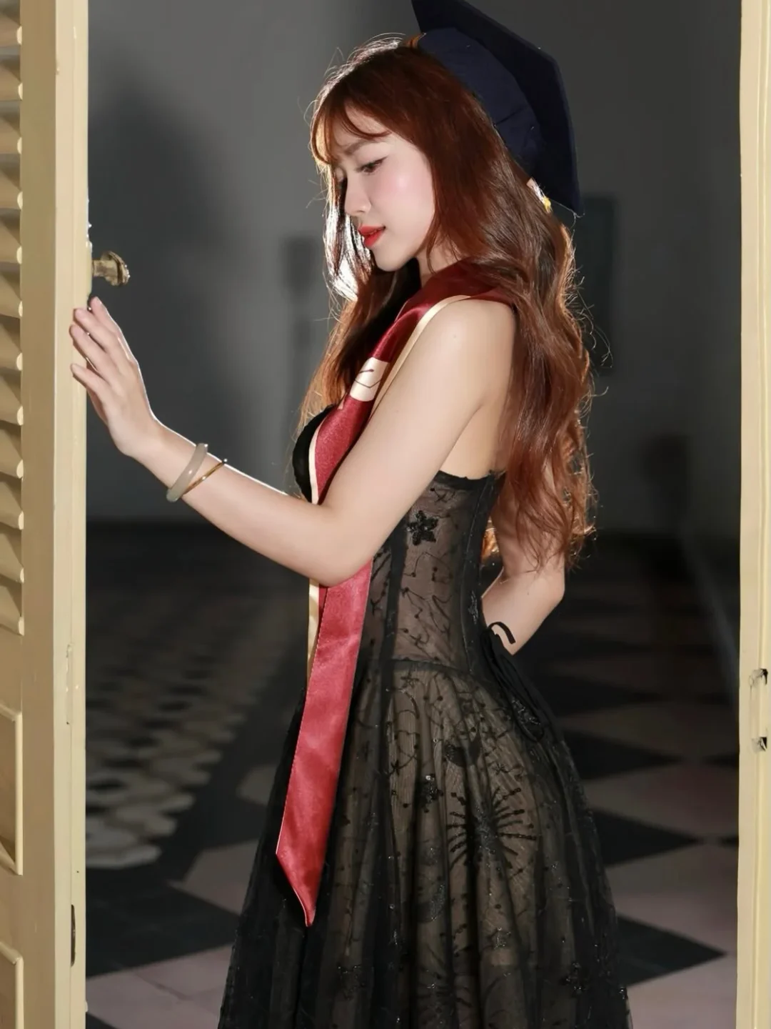Ảnh 4 của Đầm corset vintage đen ren voan nữ