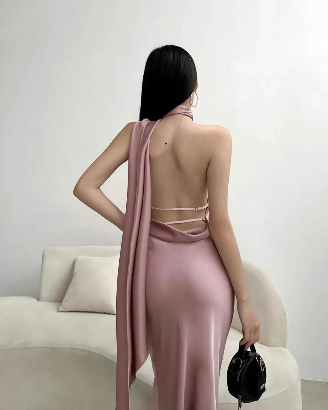 Photo 5 of Đầm dạ hội lụa hồng Kisserine size M
