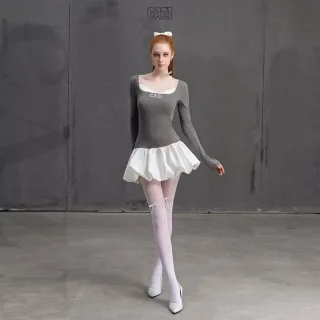 Photo 3 of Set áo len xám váy trắng búp bê nữ
