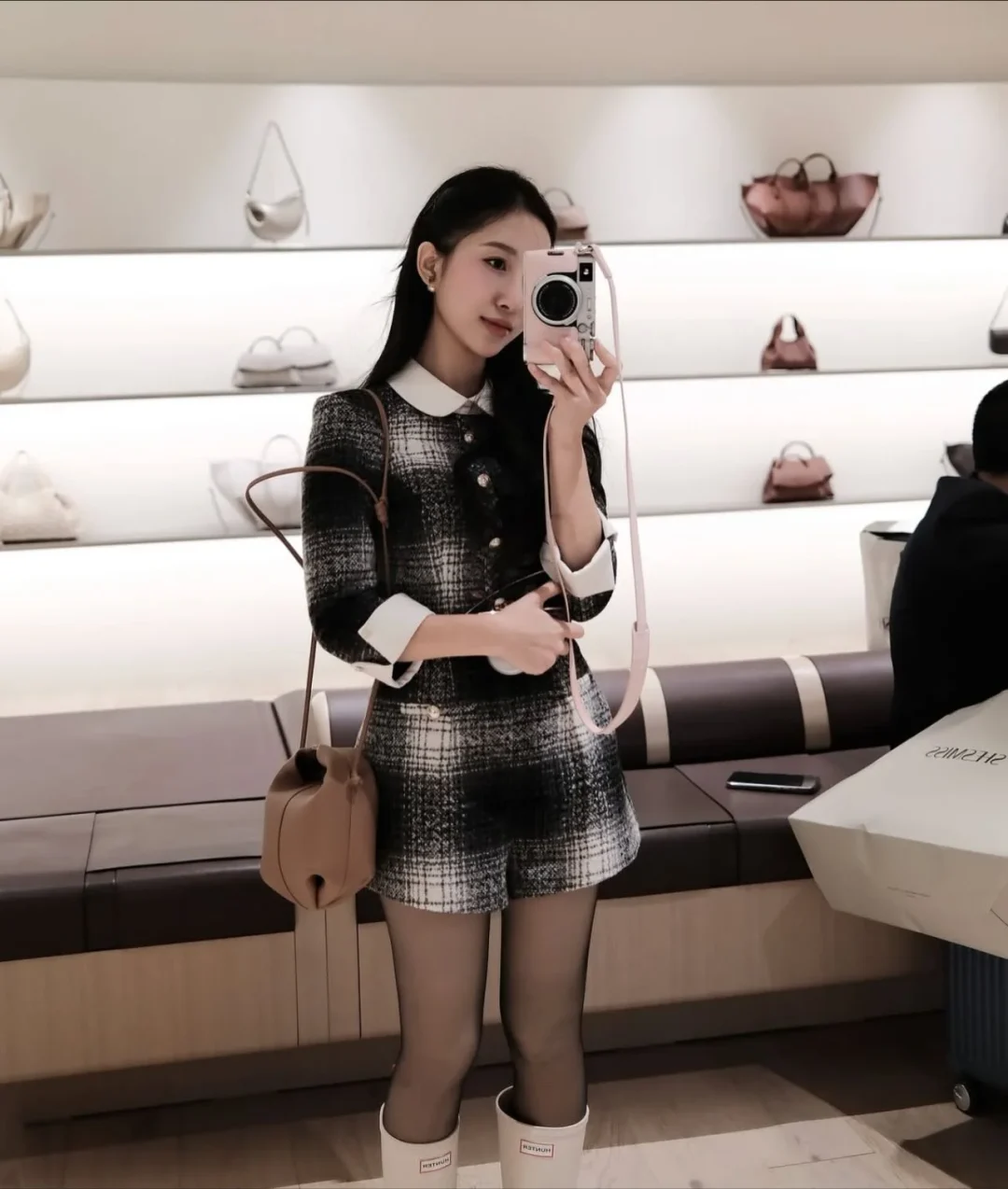 Photo 1 of Set tweed caro đen trắng Joie Des Roses