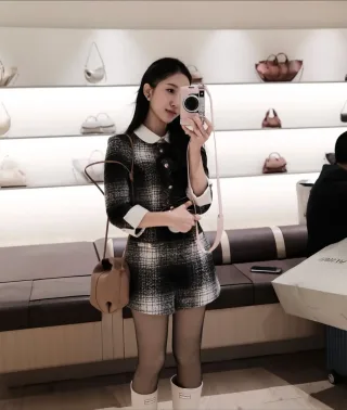 Photo 1 of Set tweed caro đen trắng Joie Des Roses