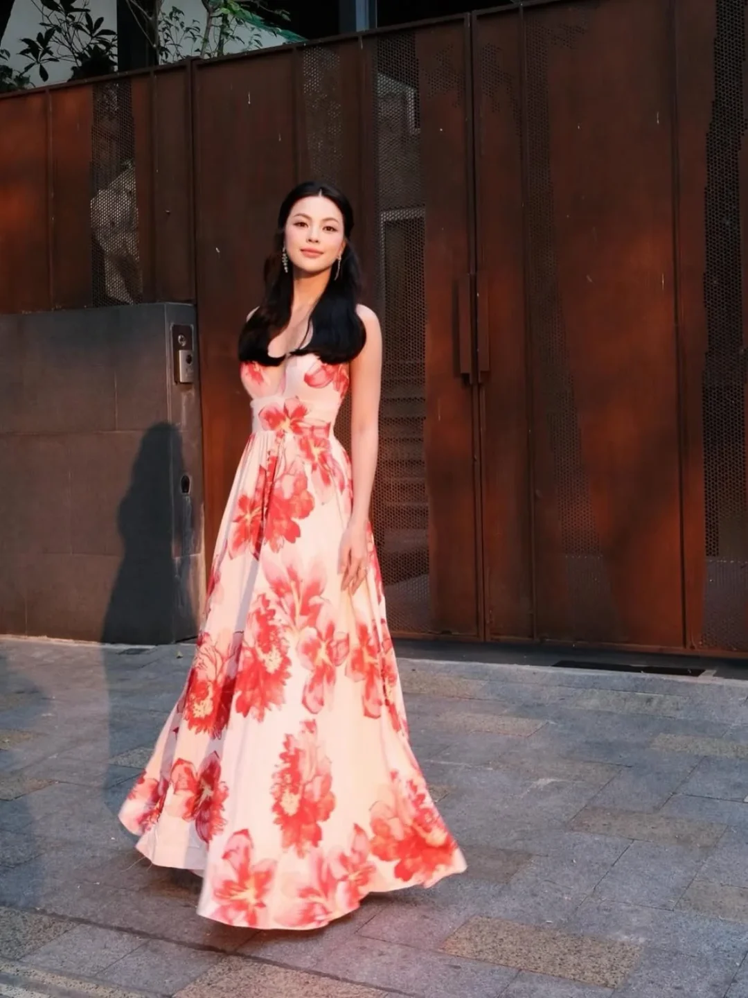 Photo 1 of Váy maxi hoa hồng nhạt size S