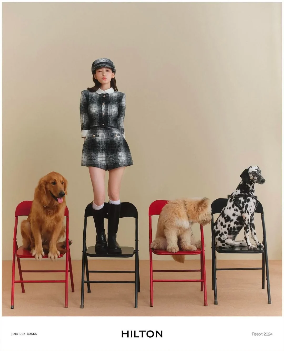 Photo 4 of Set vest caro tweed đen trắng nữ Joie Des Roses