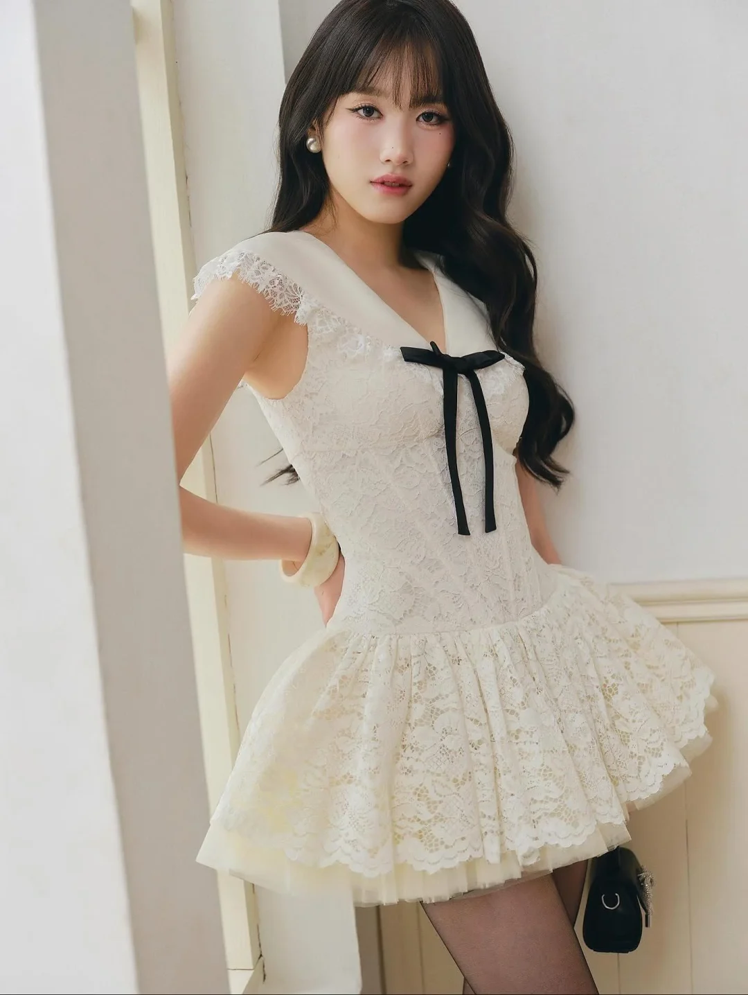 Photo 1 of Váy ren trắng peplum Darling.ism size S